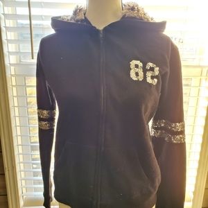 City Streets Fur Hooded Sequin Jacket